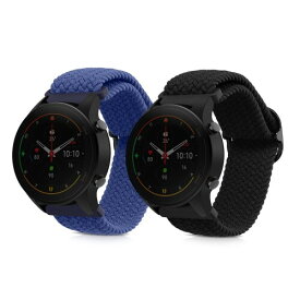 (kwmobile) 2x 交換ベルト 対応: Xiaomi Mi Watch Color Sport / S1 Active バンド - ナイロン フィットネストラッカー 黒色/紺色