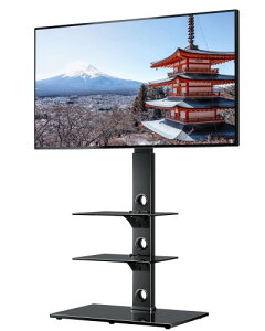 BONTEC �e���r�X�^���h �Ǌ� �n�C�^�C�v 30-70�C���`�Ή� tv�X�^���h �e���r�� �ω׏d40kg ����6�i���� ���E37�x��] VESA600x400mm�Ή� �����K���X�I��3�� �P�[�u�������@�\�t�� tv stand