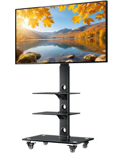 BONTEC �e���r�X�^���h �L���X�^�[�t�� �n�C�^�C�v �Ǌ� TV�� 30�`70�C���` �t���e���r�Ή� �ω׏d40kg ����6�i���� ���E37�x��] VESA600x400mm 3�i�����K���X�I �X�`�[���� �ϐk �ȃX�y�[�X��