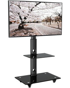 BONTEC �e���r�X�^���h �L���X�^�[�t�� �n�C�^�C�v �Ǌ� TV�� 30�`70�C���` �t���e���r�Ή� �ω׏d40kg ����6�i���� ���E37�x��] VESA600x400mm 2�i�����K���X�I�t�� �X�`�[���� �ϐk �ȃX�y