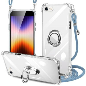 PAILAIMEN iPhone SE3 / iPhone 7 / iPhone 8 ケース ショルダー クリアリング付き 耐衝撃 アイフォンse3 / 7 / 8 カバー肩掛け 斜めかけ 縄掛け 透明 TPU ストラップ付き 携帯ケース 薄型 軽量 紐付き 織