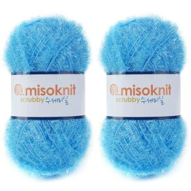 Misoknit Pastel Scrubby Yarn for dishcloths Crocheting 2 Skeins Polyester 100%, 2.8oz(80g) Each, 196 Yards per Skein (Sky Blue)