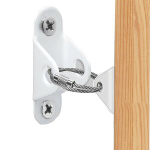 2個セット 家具用 転倒防止グッズ 家具固定用 耐震金具 ワイヤー コの字型 食器棚 本棚 テレビ ラック 地震対策 子供 家具転倒防止 家具 棚 など対応 防災グッズ ホワイト