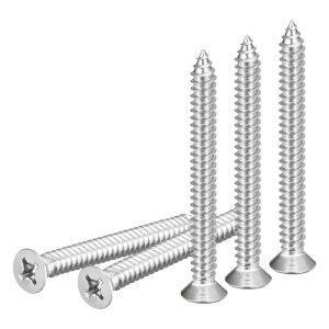 DTGN 25個 #14x2-1/2" フラットヘッド木ねじ 304ステンレス鋼十字頭自己攻釘 - 木工 家具に適しています - シルバー