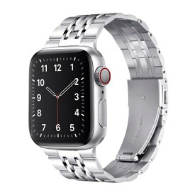 コンパチブル Apple Watch バンド 41mm 40mm 38mm、アップルウォッチバンド ステンレ 超軽量・超薄型 コンパチブル Apple Watch se Ultra 8/7/6/5/4/3/2/1、長さ調節器がついています（38mm/40mm/41mm，シルバ