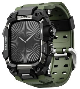 ULTIMAL �ɑΉ� Apple Watch 44/45/46/49mm �p �o���h��̌^�ی�P�[�X �����K���X�t�B�����t�� TPU �ϏՌ� ���ϋv �ȒP���� �ʋC�� �A�E�g�h�A/�X�|�[�c���� (�A�[�~�[�O���[��, 46mm)