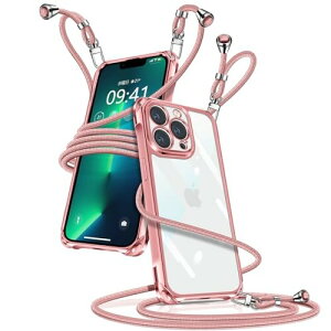 iPhone 13 Pro Max ケース クリア ショルダー iPhone13pro max スマホケース アイフォン13ProMax カバー 肩掛け 斜めかけ 縄掛けケース 透明 薄型 軽量 TPU 携帯ケース 紐付き 斜めがけ 織りストラップ