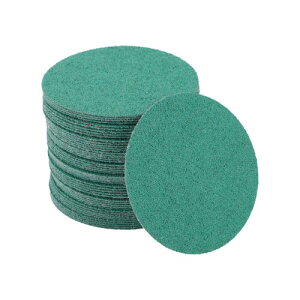 INFINAUTO サンディングディスク 3インチ 60グリット 自動車修理用 ラウンド フックアンドループ サンドペーパー ポリエステルフィルム 緑 50個