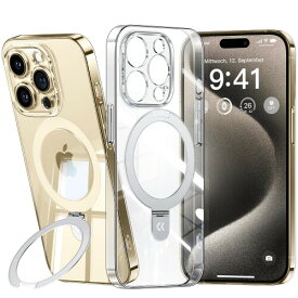 CASEKOO iPhone 14Pro ケース Magsafe対応 隠し収納式 スタンド クリア 薄型 スリム 全面保護 ストラップホール付き カバー ワイヤレス充電対応 アイフォン 14 Pro 用 ケース（クリア）