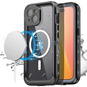AICase 防水ケース iPhone 15 (6.1 インチ) MagSafe 対応 防雪、防塵、耐衝撃、IP68 認定の全身保護 完全密閉水中カバー iPhone 15 2023 用 ブラック