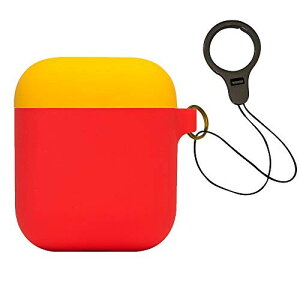 DamonLight AirPods�P�[�X Apple AirPod�p�V���R���V���b�N�v���[�t�ی�J�o�[ (Yellow+Red)