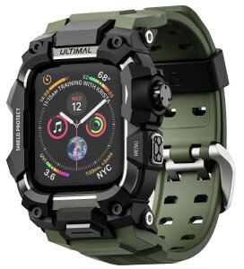 ULTIMAL �ɑΉ� Apple Watch Series 9/8/7�i45mm�j�p �o���h��̌^�ی�P�[�X TPU �ϏՌ� ���ϋv �ʋC�� �ȒP���� �X�|�[�c/�A�E�g�h�A���� �A�[�~�[�O���[���E�u���b�N