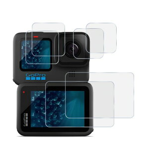 �Ή� Gopro Hero 12 / Hero 11 / Hero 10 / Hero 9 Black �K���X�t�B���� 4�� + �����Y�ی�t�B���� 2�� �Ή� Gopro Hero12 / Hero11 / Hero10 / Hero9 Black �t�B���� �ی�t�B���� �ϏՌ� ��U�h�~ �S�ʕی� �����x