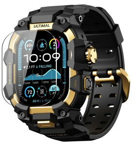 ULTIMAL �ɑΉ� Apple Watch Ultra 3/Ultra 2/Ultra�i49mm�j�p �o���h��̌^�ی�P�[�X �����K���X�t�B�����t�� TPU �ϏՌ� ���ϋv �ȒP���� �ʋC�� �A�E�g�h�A/�X�|�[�c���� �S�[���h�E�u���b�N