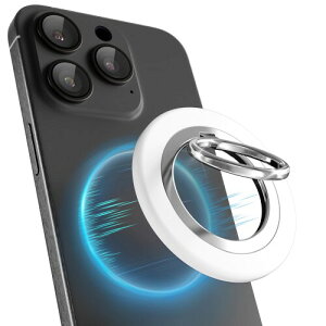 Senose MagSafe対応 スマホリング マグセーフ リング バンカーリング 360度回転 角度調整可能 スタンド機能 落下防止 簡単着脱 iPhone16/15/14/13/12用 多機種対応 (ホワイト)