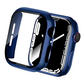 CABOBE 対応 アップルウォッチ カバー 45mm アップルウォッチ9/8/7 ケース Apple Watch 9/8/7 ケース 対応 Apple Watch カバー ガラスフィルム 一体型 PC素材 耐衝撃 全面保護 対応 45mm ブルー