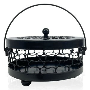 Sutekus 鉄製 蚊取り線香ホルダー ブラック 蚊取り線香入れ 蚊取り おしゃれ 線香入れ 円形 線香立て 蚊遣器 キャンプ/屋内/屋外用 (ひょうたん柄)