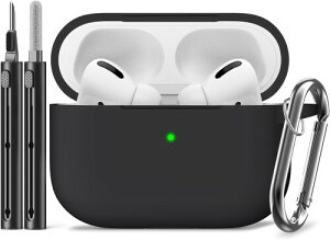 Inesore for AirPods Pro2 �P�[�X (2023/2022/2019) �J���r�i & �N���[�j���O�y���t���A�V���J�Q���f��/�S�ʕی�/�ϏՌ�/���͂ȗ����h�~�A�G�A�[�|�b�Y�v�� ��2/1����Ή��ی�J�o�[ -�u���b�N