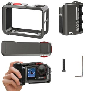 DJI Osmo Action 5 Pro/ACTION 4/ACTION 3 �Ή� �J�����P�[�W �L�b�g �A���~�j�E������ �n���h�� �}�E���g �O���b�v�z���_�[ �V���b�^�[�{�^���t, �R�[���h�V���[�a�t���A1/4�l�W���t�� ���t����