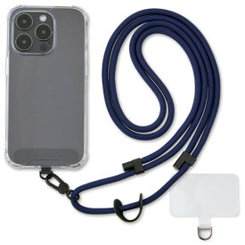 (Golifyne) スマホストラップ 首掛け＆ショルダー：全機種対応、iPhone 15 Pro Maxに最適、盗難防止クロスボディデザイン、男女兼用、安全便利で耐久性あり、非粘着テザータブ2枚付 (ネイビ