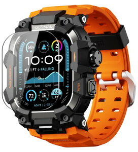 ULTIMAL �ɑΉ� Apple Watch Ultra 3/Ultra 2/Ultra�i49mm�j�p �o���h��̌^�ی�P�[�X �����K���X�t�B�����t�� TPU �ϏՌ� ���ϋv �ȒP���� �ʋC�� �A�E�g�h�A/�X�|�[�c���� �I�����W�E�u���b�N