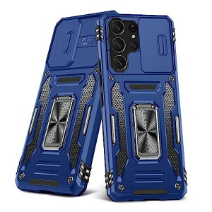 Galaxy S23 Ultra 用ケース リング付き スライド式カメラカバー 耐衝撃 スタンド機能 車載ホルダー レンズ保護 ギャラクシーS23 Ultra 用スマホケース PC TPUバンパー 防塵 人気 落下防止 滑り止