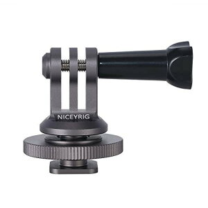 NICEYRIG アクションカメラコールドシューマウント 金属製 ホットシューマウント アダプター クリップ Insta360 GoPro Hero,DJI Osmo Action,AKASO Brave に適用 マルチアーム ミニ三脚/自撮り棒用-434