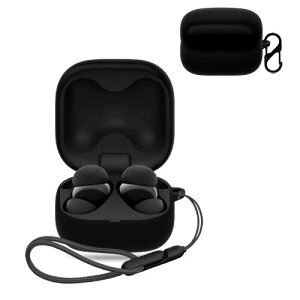 For SONY(ソニー) LinkBuds Fit WF-LS910N 用 ケース カバー WF-LS910N ワイヤレス イヤーホン シリコン 保護ケース (カラビナ付き+ストラップ付き ) 落下防止 キズ防止 耐衝撃 装着充電可能 防水