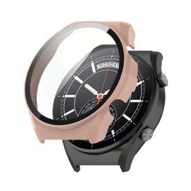 Xiaomi Watch S1 用 ケース 全面保護 高透過率 衝撃吸収 超薄型 装着簡単 PC素材+強化ガラ スシャオミ フラッグシップスマートウォッチ S1 ガラスフィルム 一体型 保護カバー (ピンク）
