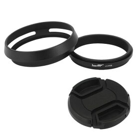 Haoge LH-X53B レンズフード、アダプタリングキャップ付、for 富士フイルム Fujifilm Fuji FinePix X70 X100 X100S X100T X100F X100V カメラ用、黒
