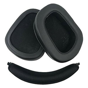 Chic Tuant イヤーパッド for Logicool (ロジクール) G933 G633 ヘッドセットに対応 交換用ヘッドホンパッドイヤークッションメモリーフォーム(ブラック) (プロテインレザーイヤパッド+ヘッドバ