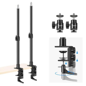 NEEWER カメラ卓上マウント 2パック 35cm-60cm 卓上ライトスタンド 調整可能 Cクランプ/1/4インチボールヘッドコールドシューアダプター/ロングハンドル付き ウェブカメラ DSLR カメラモニタ