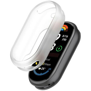 (Comtax) For Xiaomi Smart Band 9 �Ή� �P�[�X �ی�J�o�[ �V���I�~ �X�}�[�g�o���h 9 �Ή� �V���R���f�ނ̃t���[�� �S�ʕی� �Ռ��z�� �����x�^�b�` (�N���A)