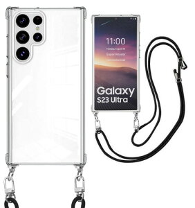 weiaoluo Galaxy S23 Ultra ケース クリア ショルダー SC-52D SCG20 スマホケース 透明 TPU ギャラクシーS23 Ultra 対応 カバー 耐衝撃 斜めがけ 織りストラップ付き スマートフォン ネック 調節可能な