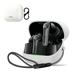 For EarFun Air Pro 4+ �p �P�[�X �J�o�[ ���C�����X �C���[�z�� �V���R�� �ی�P�[�X �i�J���r�i�t��+�X�g���b�v�t�� �j �����h�~ �L�Y�h�~ �ϏՌ� �����[�d�\ �h�� �h�o (�z���C�g)