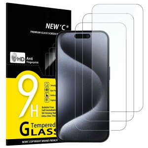 NEW'C 3�� �K���X�t�B���� iPhone 15 Pro Max �p/iPhone 15 Plus �p/iPhone 16 Plus �p (6.7 �C���`) �p�����K���X�t���ی�t�B���� �����Ȃ��A���ϋv9H�d�x�A�C�A�Ȃ�