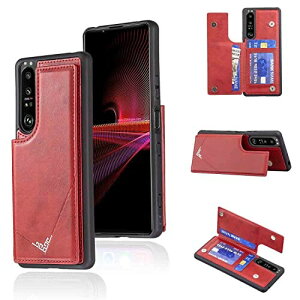 新型 SONY Xperia 5 III/docomo SO-53B / au SOG05 用 背面 カードケース 手帳型 ランヤード付 背面カバー (レッド) ソニー エクスペリア ファイブ マーク ススリー ファイブジー ドコモso53b スマホケ