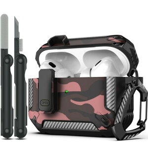 RFUNGUANGO AirPods Pro �� 2 ����P�[�X �N���[�j���O�L�b�g�t�� �~���^���[�n�[�h�P�[�X ���b�N�t���ی�A�[�}�[ AirPod Gen 2 �[�d�P�[�X (2023/2022/2019�A�� 2 ����/�� 1 ����) �p ���b�h�J���t���[