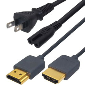 オーディオファン メガネケーブル + HDMIケーブル セット HDMI 1.5m (HDMI2.0 スリムタイプ HDCP対応 グレー) / 2PIN メガネコネクタ 電源ケーブル 1.5m 各1本
