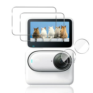 �Ή� Insta360 Go 3S �K���X�t�B���� (2��) + �J�����t�B���� (2��) �p Insta360 Go3S �����K���X �t�� �ی�t�B���� �d�x9H �ϏՌ� ��U�h�~ �w��h�~ �S�ʕی� �ɔ� �����ߗ� �\��t���ȒP 2.5D ��