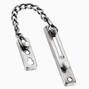 ドアチェーンロック ステンレス製 盗難防止 縦横両用 簡単取り付け ネジ付き 玄関 室内ドア用 高耐久 (シルバー)