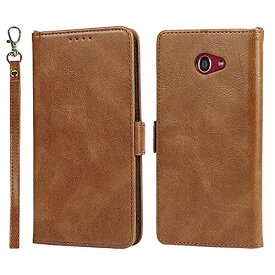 Eastwave for かんたんスマホ2 A001KC ケース for 京セラー Basio4 KYV47 手帳型 カバー Case カバー ストラップ付き PU皮革 カード収納 横置きスタンド 機能 衝撃吸収 便利 ? ブラウン