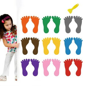 9ペアソーシャルディスタンス ステッカー あしあと シール 床用シール 足跡 足型 子供の足跡の壁 ステッカーのための学校保育園室の階段 (style1)