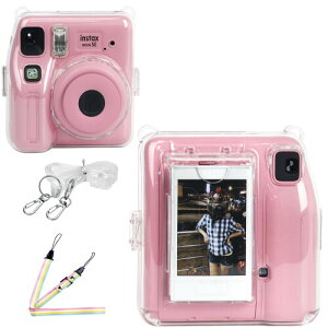 Rieibi Fujifilm Instax Mini SE�p�ی�N���A�P�[�X �ʐ^���[�|�P�b�g��2�̒��߉\�ȃV�����_�[�X�g���b�v�t�� Instax Mini Se�P�[�X�p �N���X�^���n�[�h�V�F�� Instax Mini�A�N�Z�T���[�p, �N���A