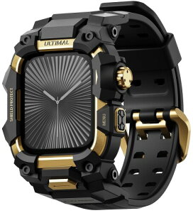 ULTIMAL �ɑΉ� Apple Watch Series 9/8/7�i45mm�j�p �o���h��̌^�ی�P�[�X TPU �ϏՌ� ���ϋv �ʋC�� �ȒP���� �X�|�[�c/�A�E�g�h�A���� �S�[���h�E�u���b�N
