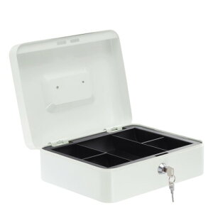 Beemyi 手提げ金庫 A5サイズ ダイヤル付 家庭用 小型 キャッシュメイト キャッシュボックス スチール製 会計 オフィス ミニ金庫 貯金箱 家庭用 手持ち金庫 セキュリティボックス White W25×D2