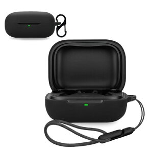 For EarFun Air Pro 4i �p �P�[�X �J�o�[ ���C�����X �C���[�z�� �V���R�� �ی�P�[�X �i�J���r�i�t��+�X�g���b�v�t�� �j �����h�~ �L�Y�h�~ �ϏՌ� �����[�d�\ �h�� �h�o (�u���b�N)