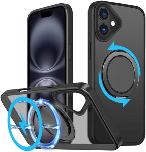 iPhone 16 P[X MagsafeΉ CX[dΉ  }bgdグ Ot ԍڃz_[ 360°]X^h@\ wPC }Olbg BX^h cΉ  TPU wh