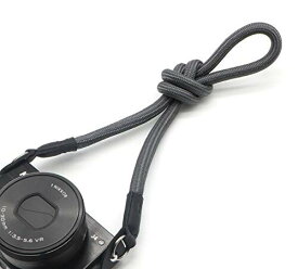 INPON カメラストラップ ネックストラップ 金属リング/リングカバー付き 一眼レフ/ミラーレス/コンパクトカメラ用 グレー 線径10mm 全長81cm クライミングロープ製
