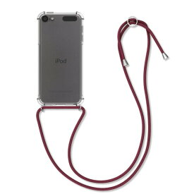 kwmobile 対応: Apple iPod Touch 6G / 7G (6代目・7代目) ケース - クリアケース ショルダー ストラップ付 落下防止 TPU - 透明/ダークレッド